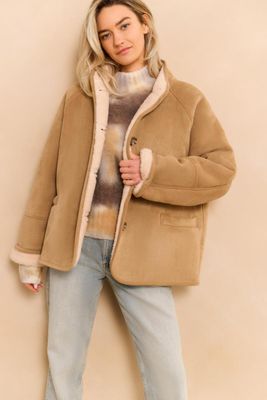 YaYa Oversized lammy jas Bruin