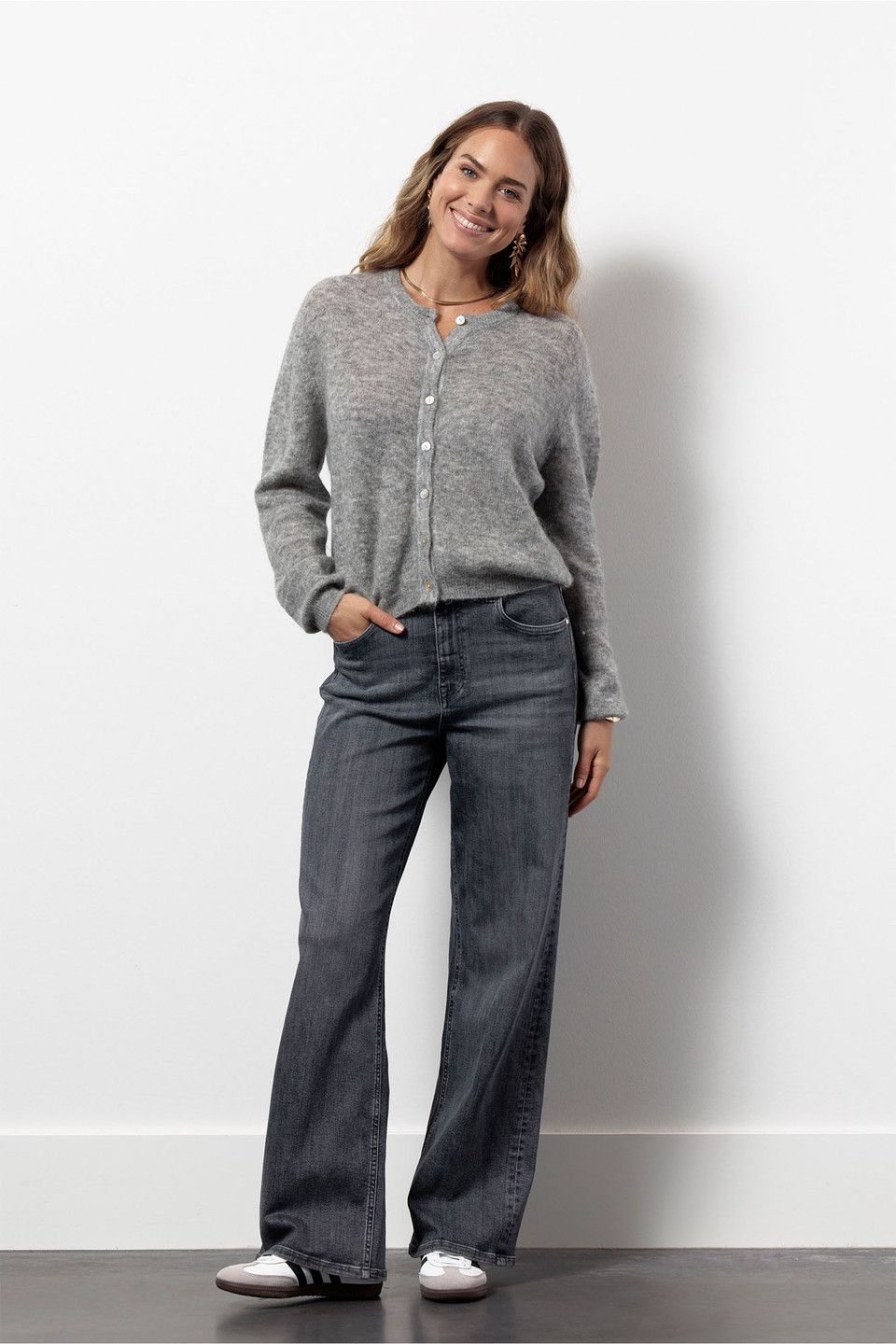 Studio Anneloes Bibi mohair cardigan Grijs