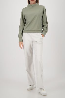 Monari sweatshirt met bies mouwen groen