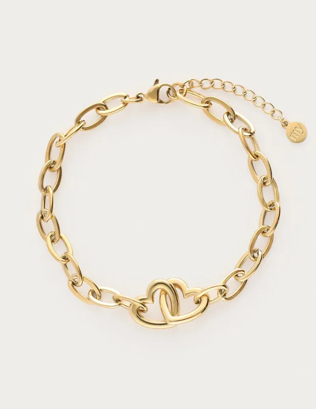 My Jewellery Armband twee hartjes Goud