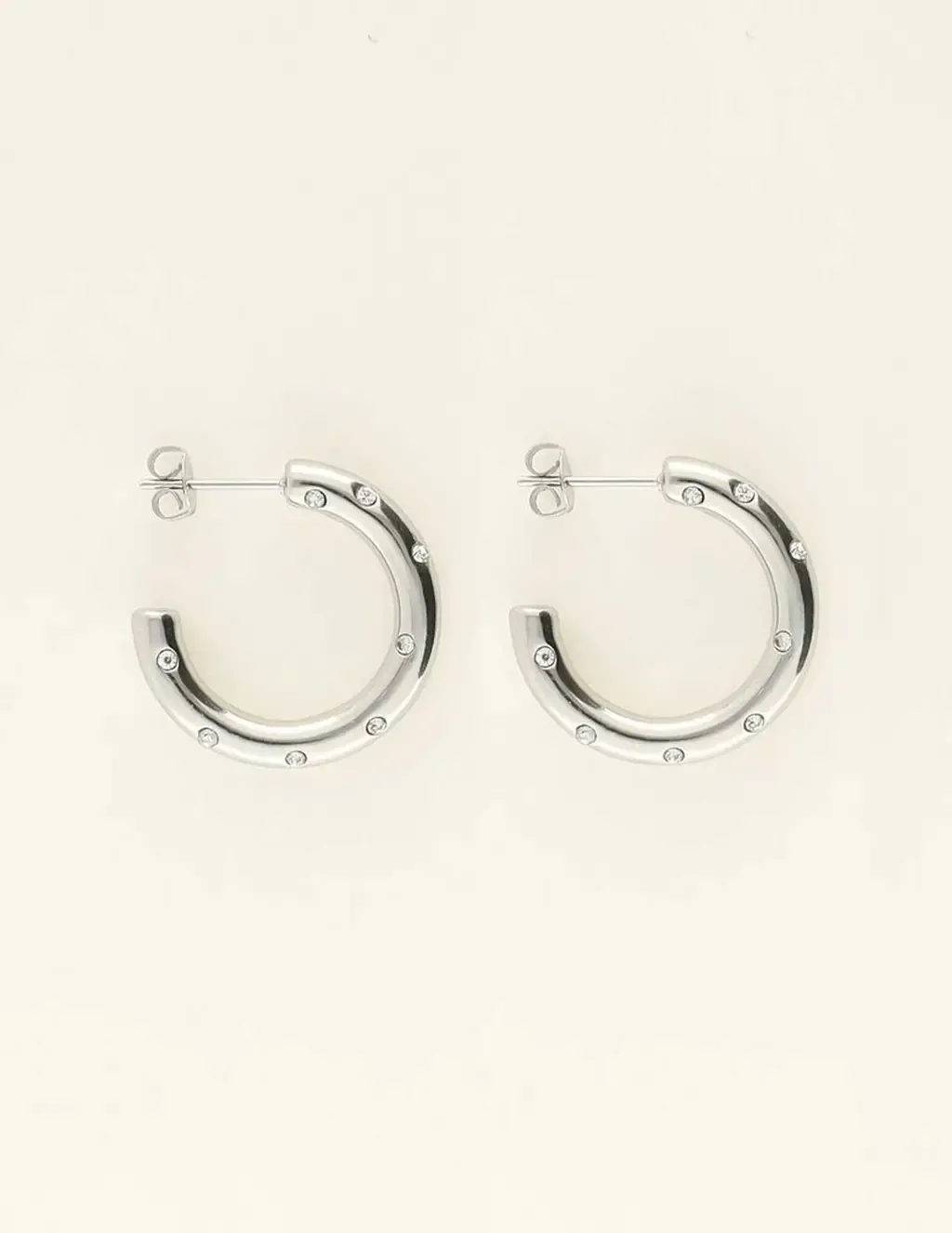 My Jewellery Earring hoop strass irregular Zilver