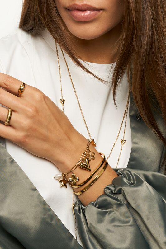 My Jewellery Bracelet chain heart flower pearl Goud