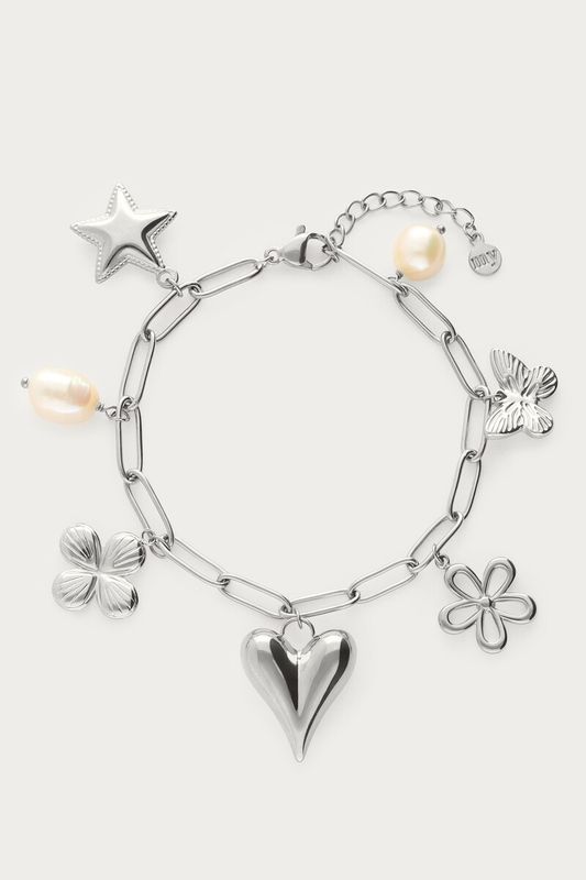 My Jewellery Bracelet chain heart flower pearl Zilver