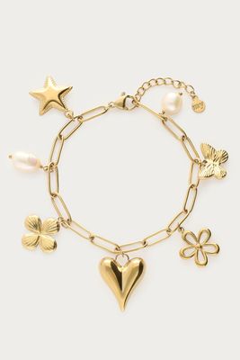 My Jewellery Bracelet chain heart flower pearl Goud