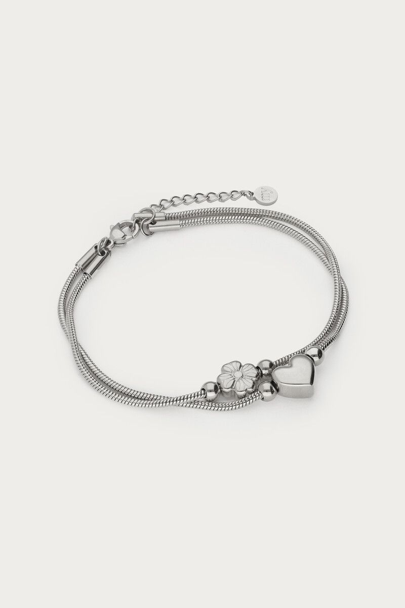 My Jewellery Gratitude bracelet heart &amp; clover Zilver