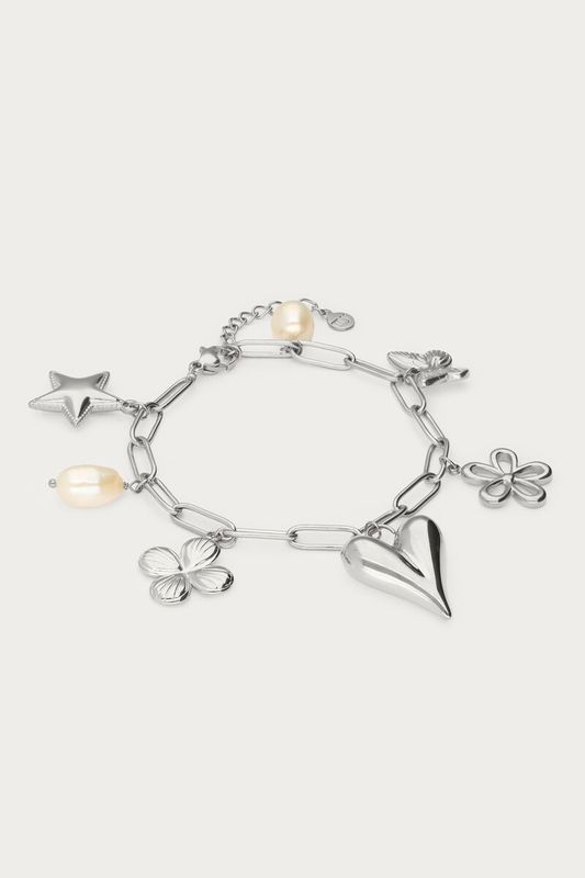 My Jewellery Bracelet chain heart flower pearl Zilver