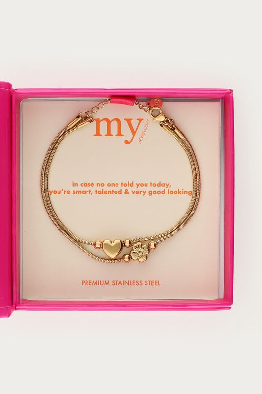 My Jewellery Gratitude bracelet heart &amp; clover Goud