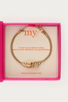 My Jewellery Gratitude bracelet heart &amp; clover Goud