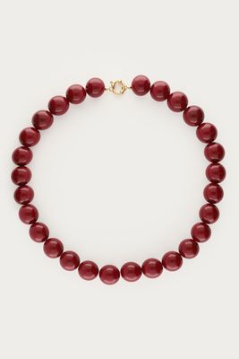 My Jewellery Necklace beads big wine red Goud