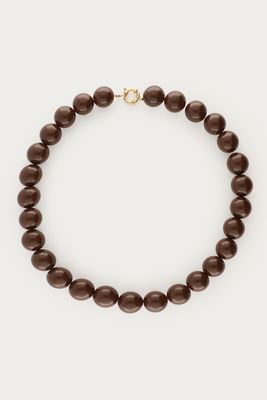 My Jewellery Necklace beads big brown Goud