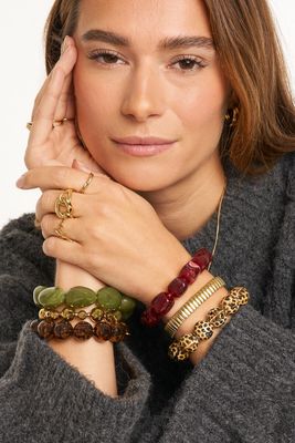 My Jewellery bracelet big beads burgundy Rood