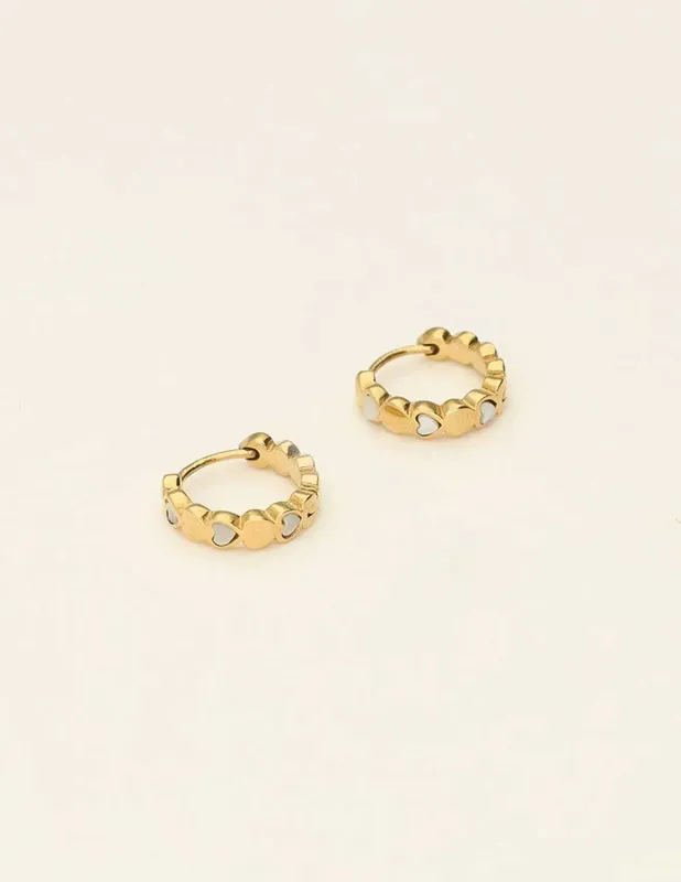 My Jewellery Earring hearts pearls Goud