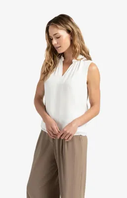 YAYA Top met plooikraag off white