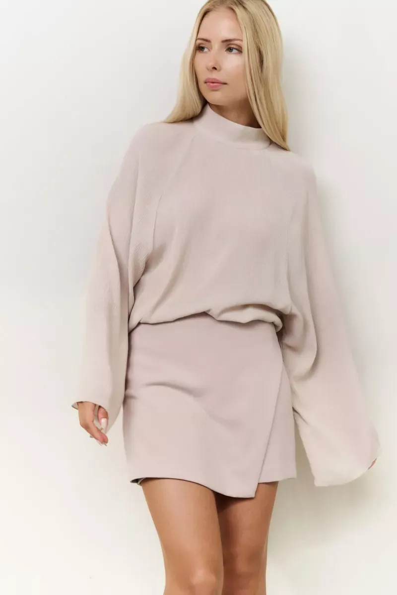 YAYA Getextureerde raglan top Beige