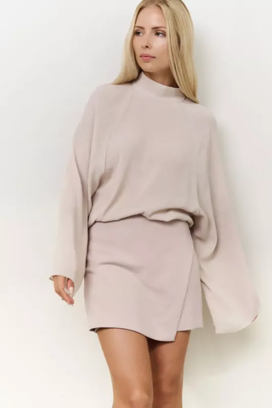 YAYA Getextureerde raglan top Beige