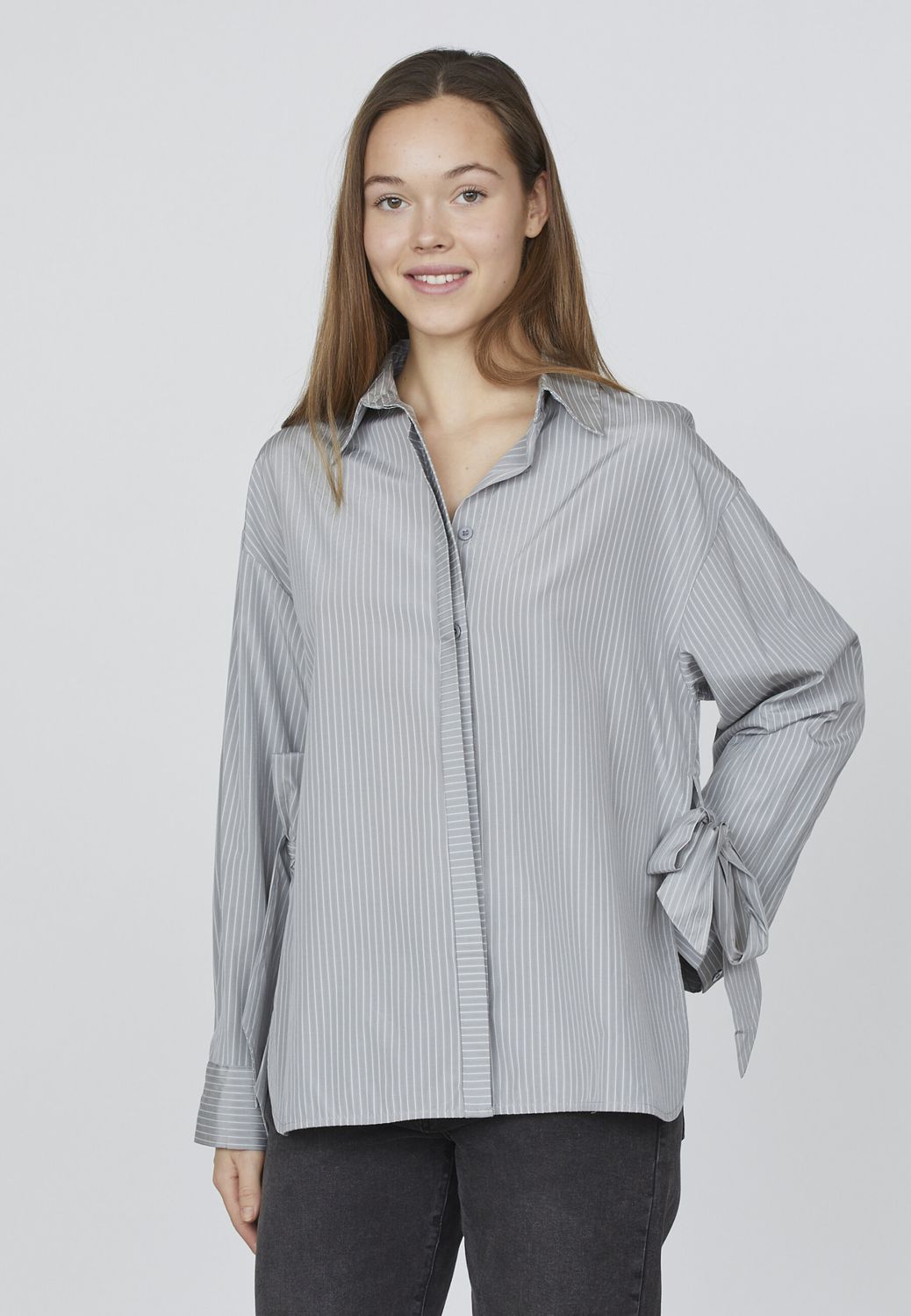 Sisters Point blouse met streep Grijs