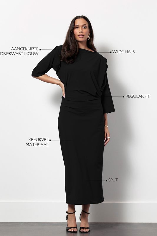 Studio Anneloes Ineke LS dress Zwart