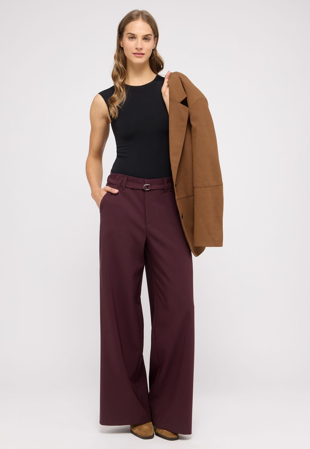 Angels Liva belt chique pantalon bordeaux L34