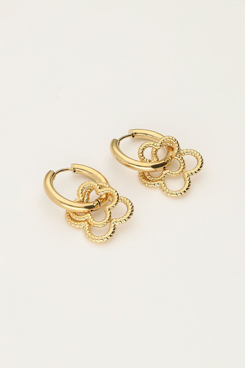 My Jewellery Earrings hoops double clover Goud