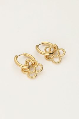 My Jewellery Earrings hoops double clover Goud