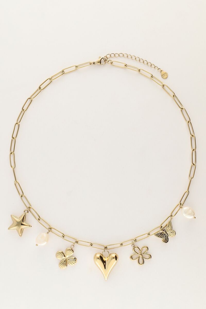 My Jewellery Necklace pink beads multi charms