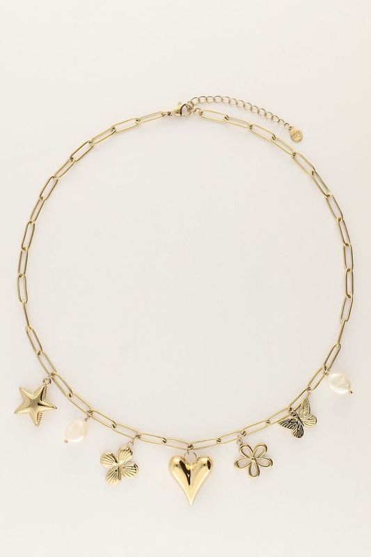 My Jewellery Necklace pink beads multi charms