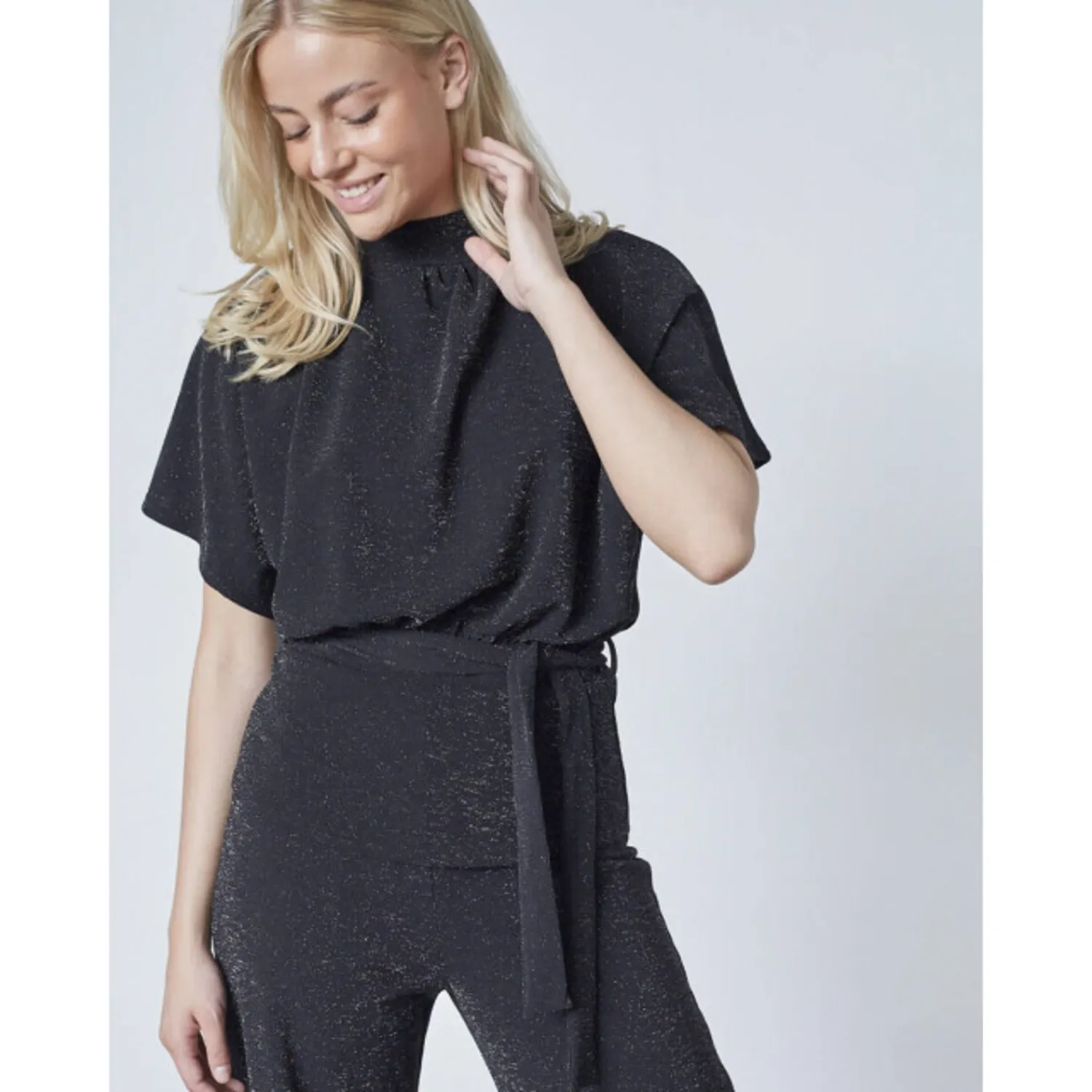 Sisters Point glitter shirt Zwart