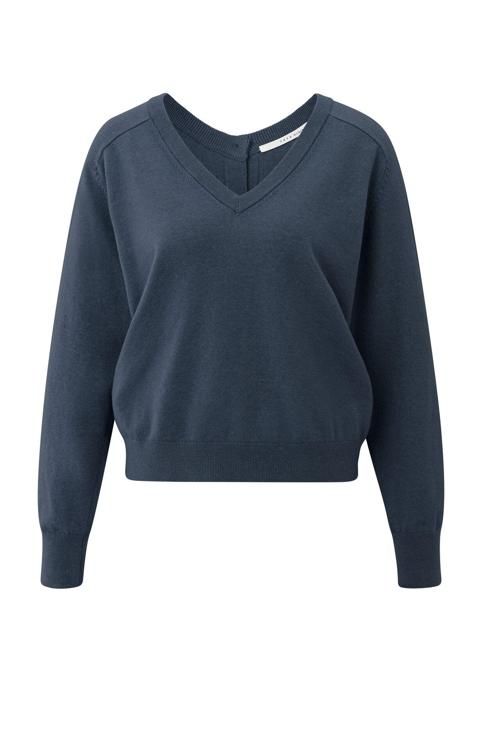 YAYA Sweater met dubbele V-hals Blauw