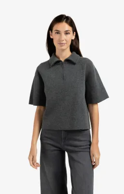 YAYA Sweater met halve rits Grijs