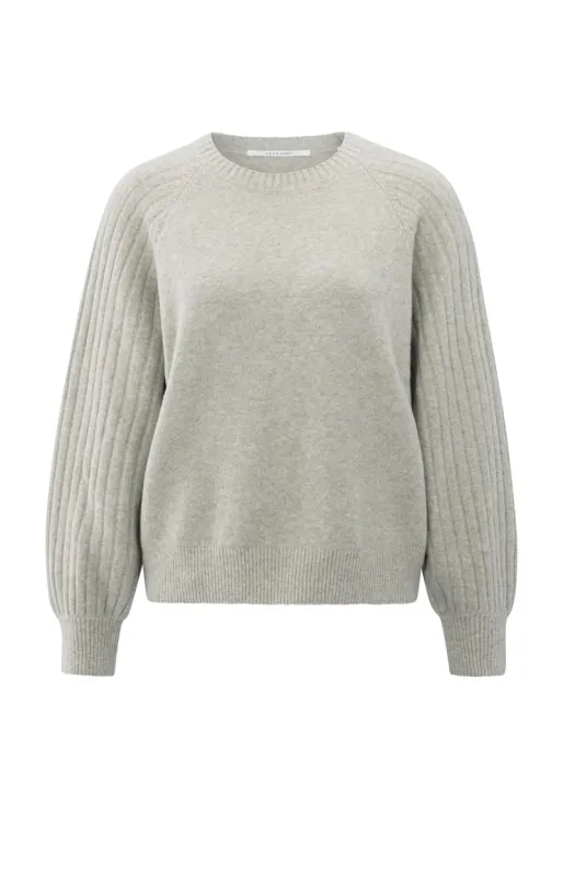 YAYA Trui met ribgebreide mouwen Grijs