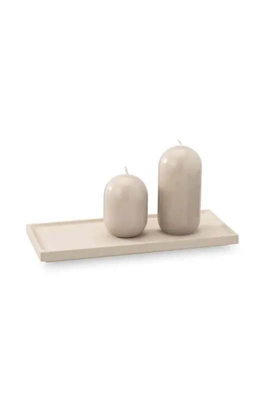 YAYA Kleine glanzende capsulekaars Beige