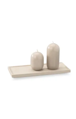 YAYA Kleine glanzende capsulekaars Beige