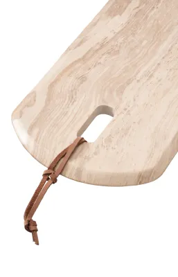 YAYA Serveerplateau met leren koord Beige