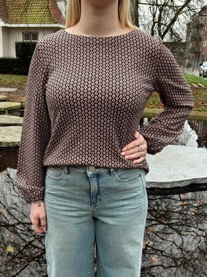 Zero Blouse Zwart met patroon