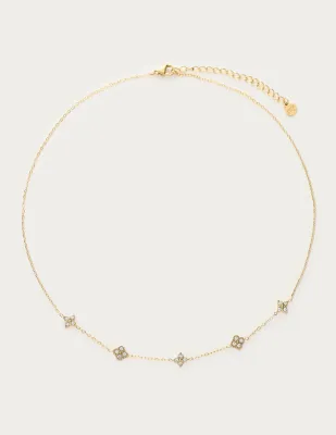 My Jewellery Necklace strass 5 clovers Goud