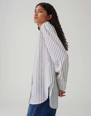 Opus Gestreepte Blouse met lange mouwen wit