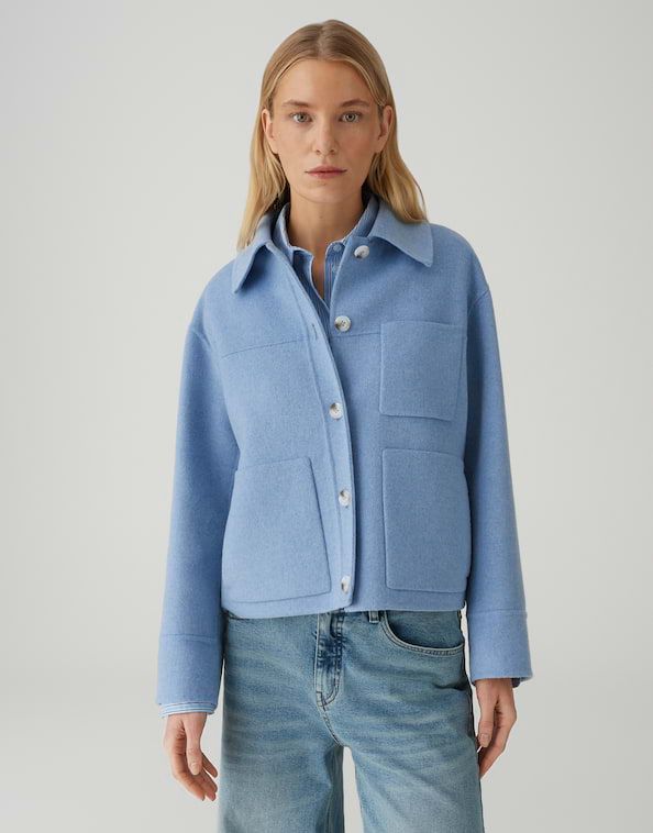 Opus Helia Jas wolmix regular fit Blauw