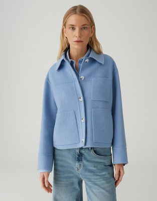 Opus Helia Jas wolmix regular fit Blauw