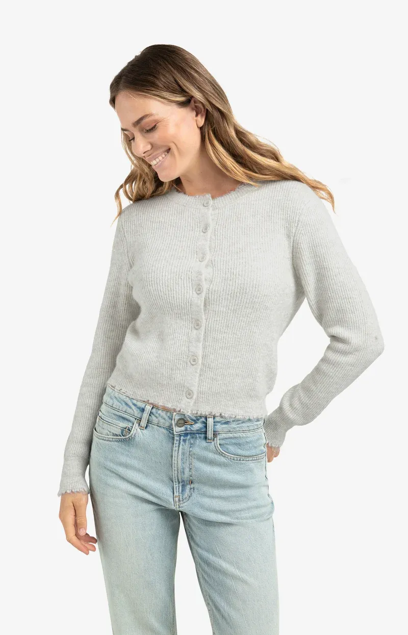 Yaya Kort gemêleerd vest met subtiele boorddetails