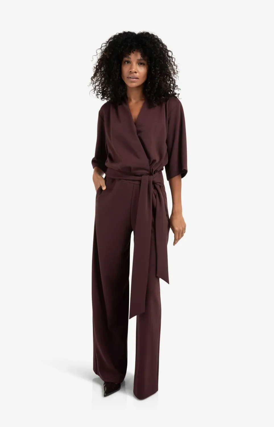 YAYA Jumpsuit met korte mouwen Paars