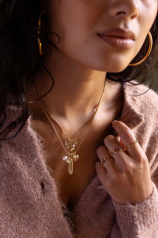 My Jewellery Necklace charms amour heart pearl Goud