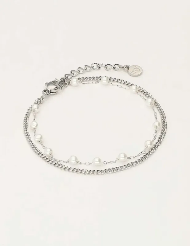 My Jewellery Bracelet chain &amp; pearls Zilver