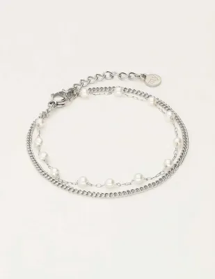 My Jewellery Bracelet chain &amp; pearls Zilver