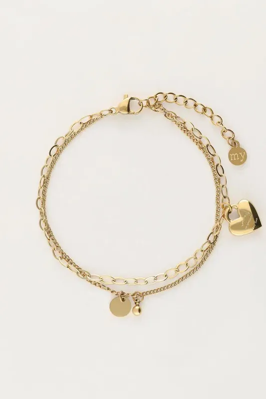 My Jewellery Bracelet chain &amp; love life heart Goud