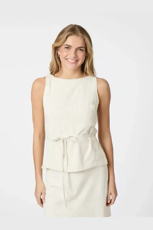 Neo Noir Nassa Linen Top Beige