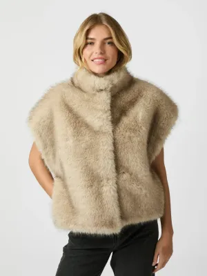 Neo Noir Kevini Faux Fur Vest Beige