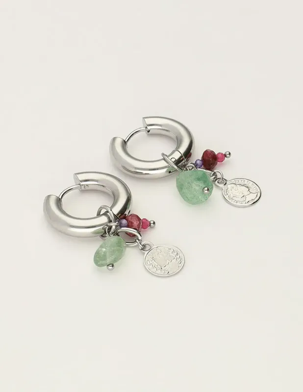 My Jewellery Oorbellen met groene steentjes Zilver