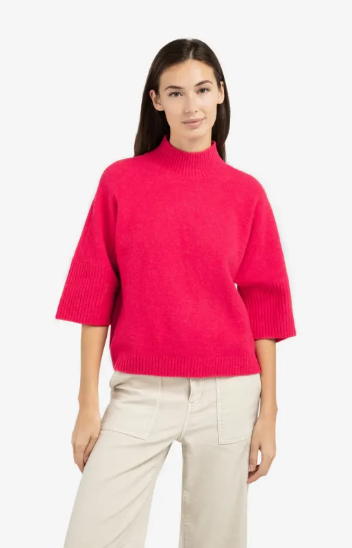 YAYA Trui met geribde driekwart mou Roze