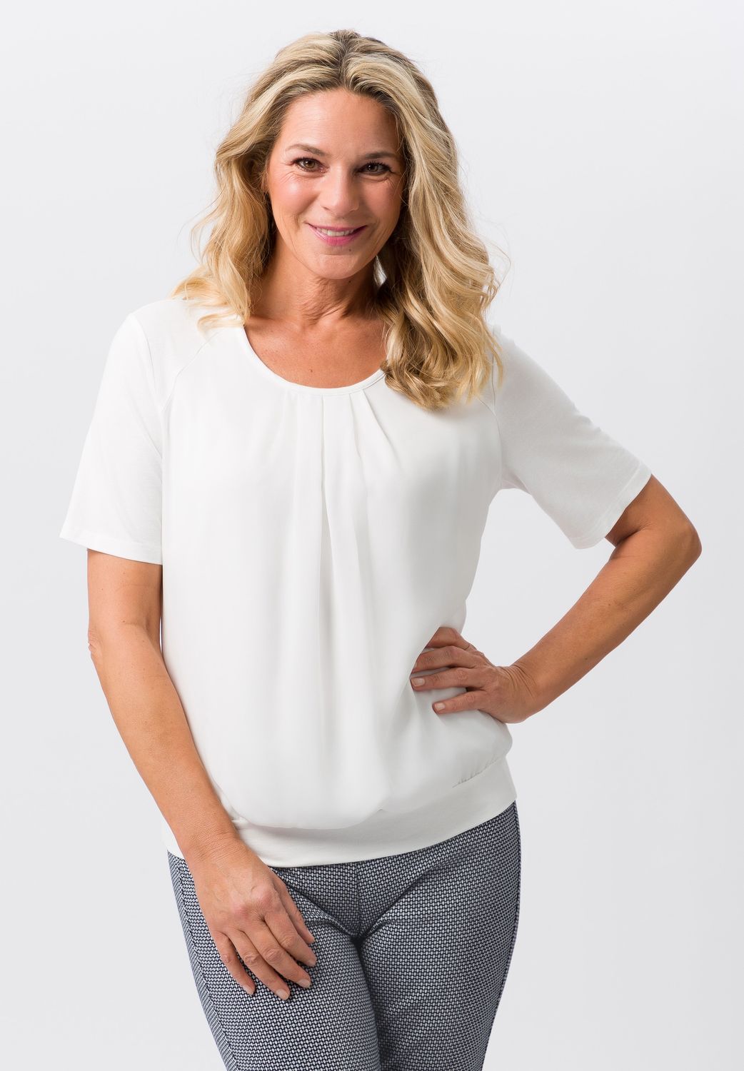 Frank Walder Blouse met plooien Wit