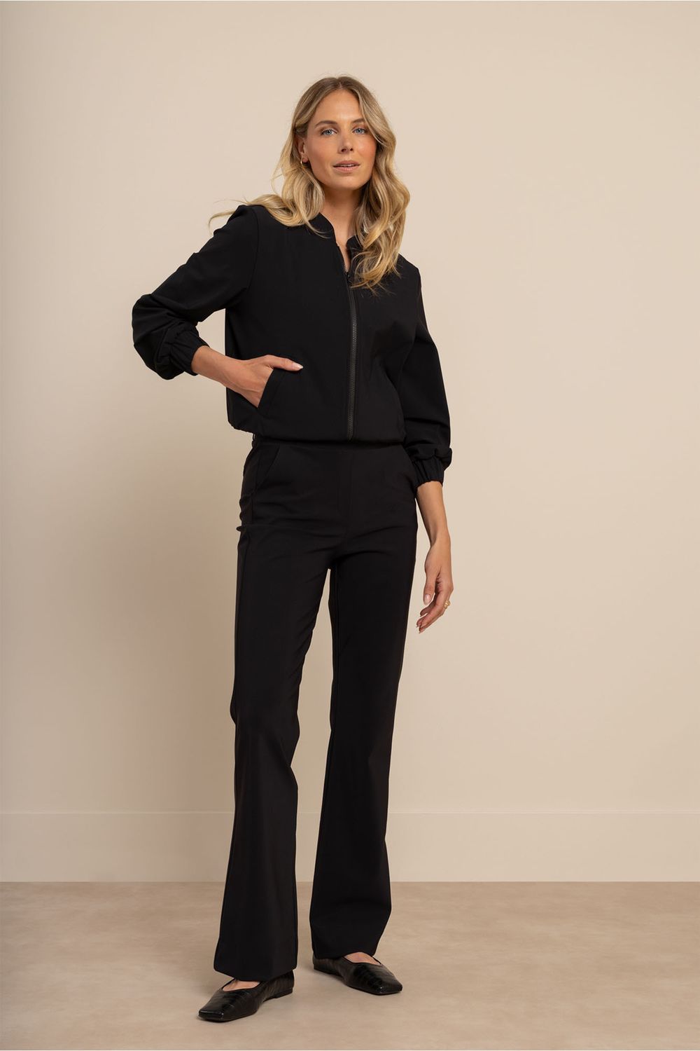 Studio Anneloes Flair bonded trousers Zwart